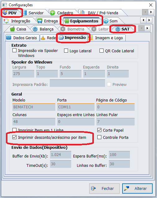  Tela de configurações alterada