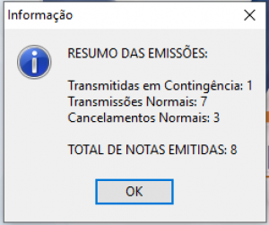 Resumo das emissões ocorridas no servidor 