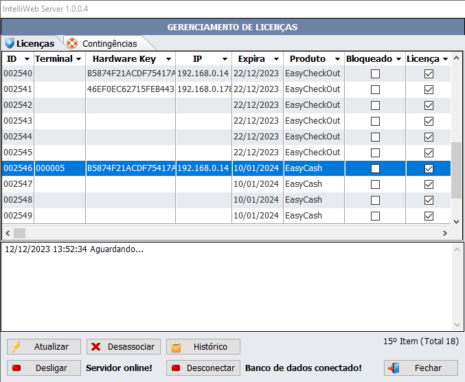 Gerenciamento de licenças