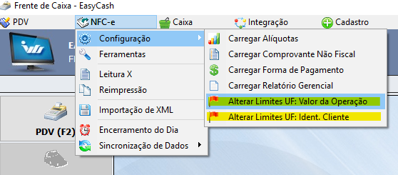  Alteração de limites da NFC-e no EC