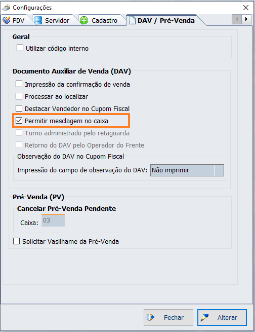 Configuração para permitir mesclagem de dois ou mais orçamentos