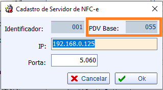  Janela de cadastro/alteração do servidor NFCe